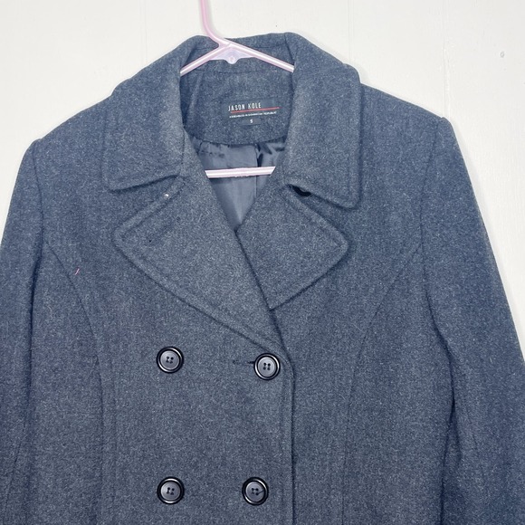 Jason Kole 100% Wool Gray Double Breasted Peacoat Jacket Women's Size Small - Picture 4 of 7